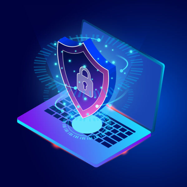 Data security modern concept. protects data from thefts data and hacker attacks. isometric flat design. Vector illustration